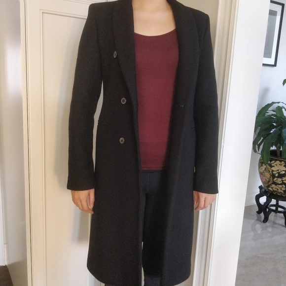 ZARA 75% wool black coat double breasted - Picture 12 of 13